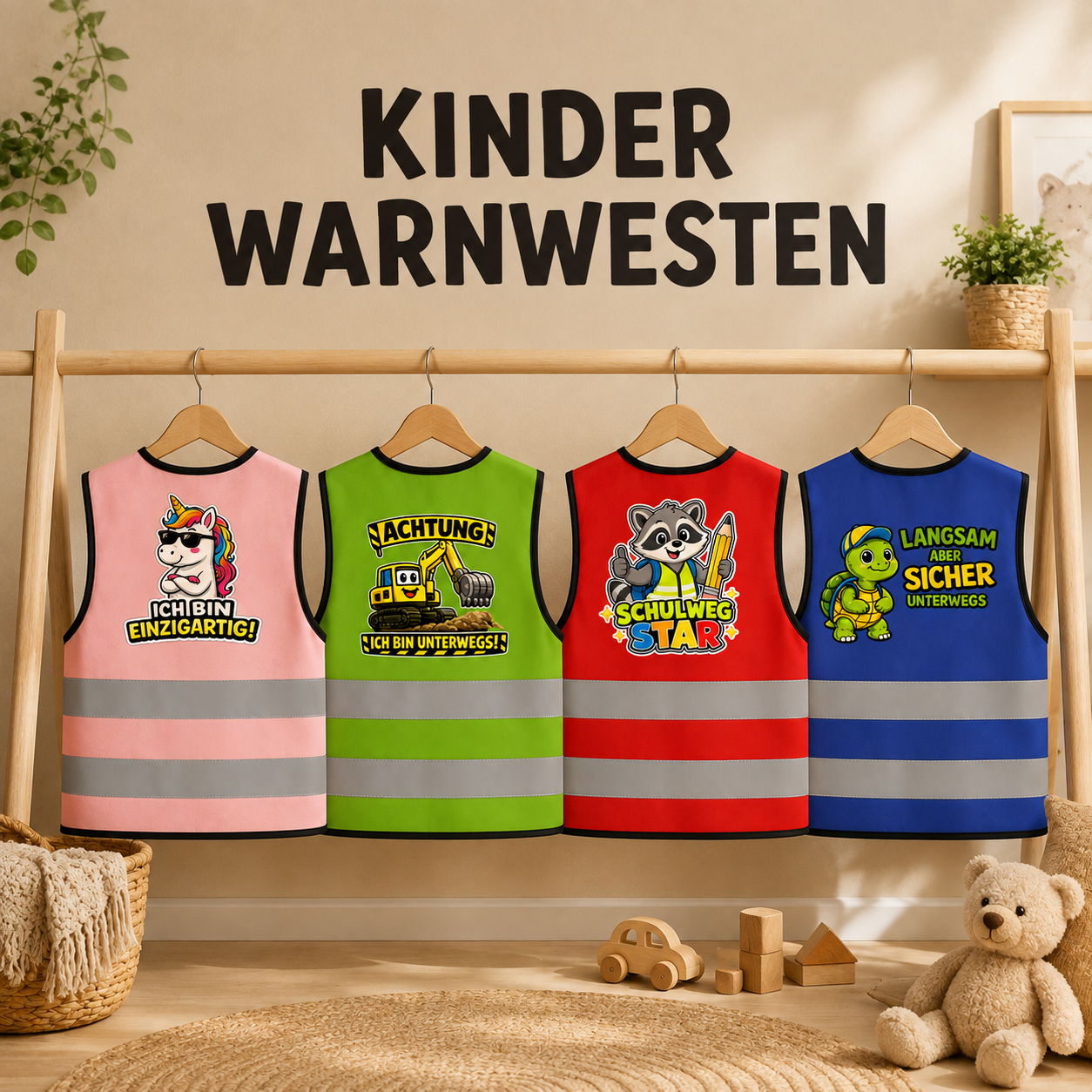 Kinderwarnwesten mit Motivdruck