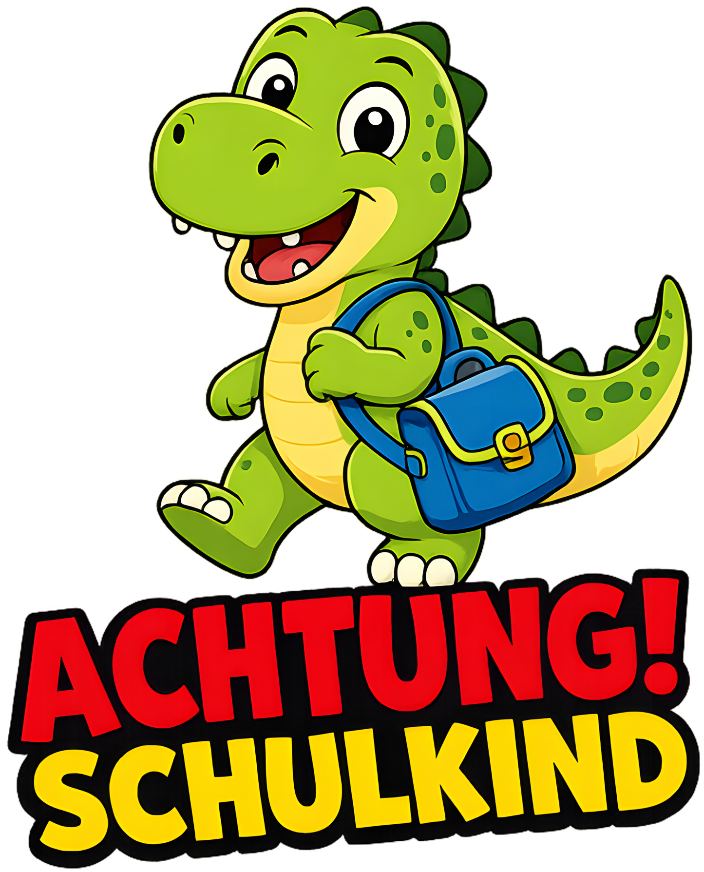 DTF Druckmotiv für Kinderwarnweste Dino „Achtung Schulkind“