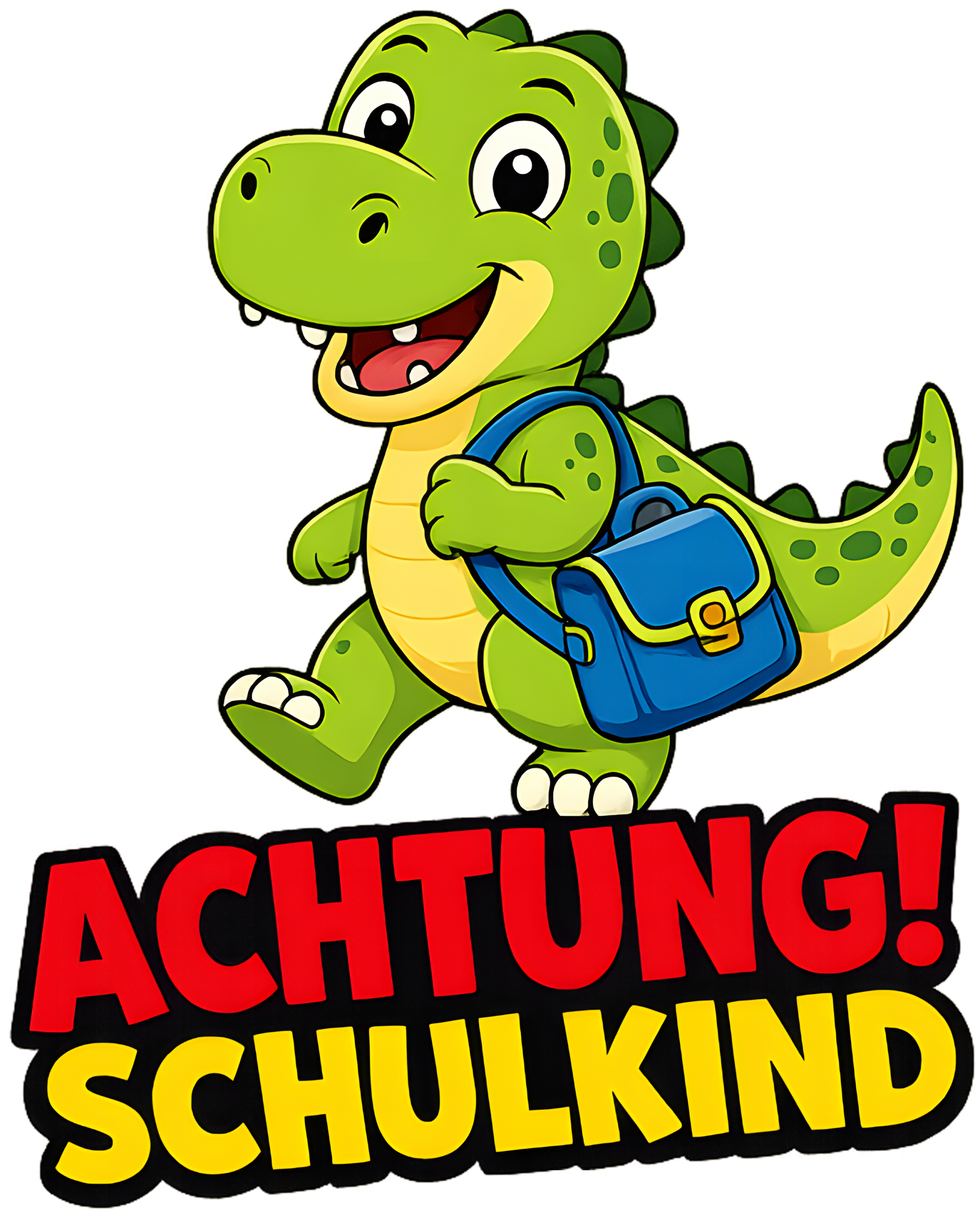 DTF Druckmotiv für Kinderwarnweste Dino „Achtung Schulkind“