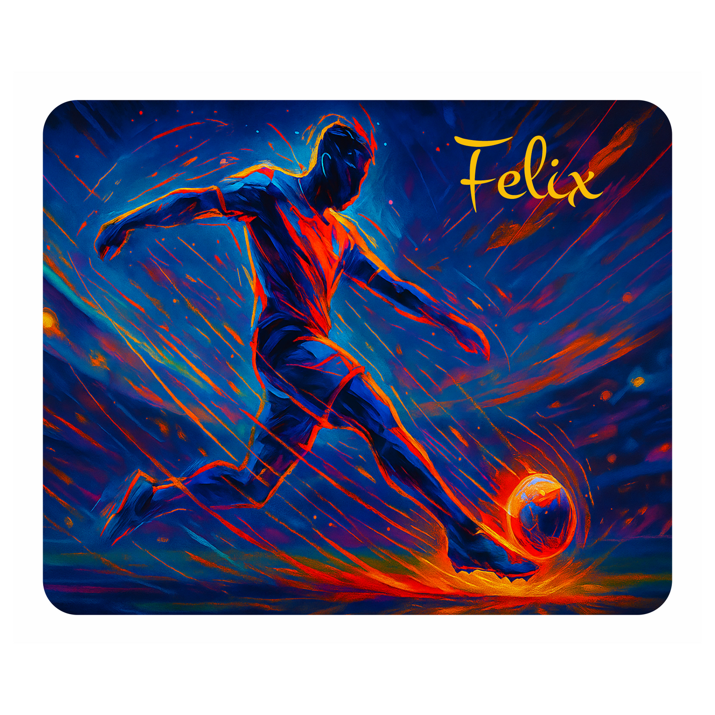 Personalisiertes Mauspad Fußballspieler mit Wunschtext, 22 x 18 cm, 5 mm stark