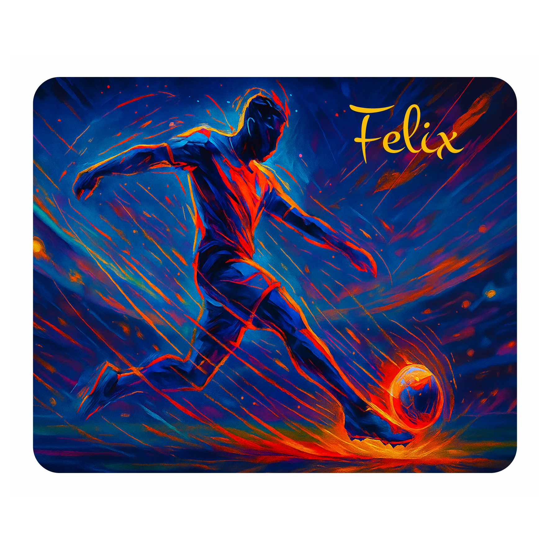 Personalisiertes Mauspad Fußballspieler mit Wunschtext, 22 x 18 cm, 5 mm stark