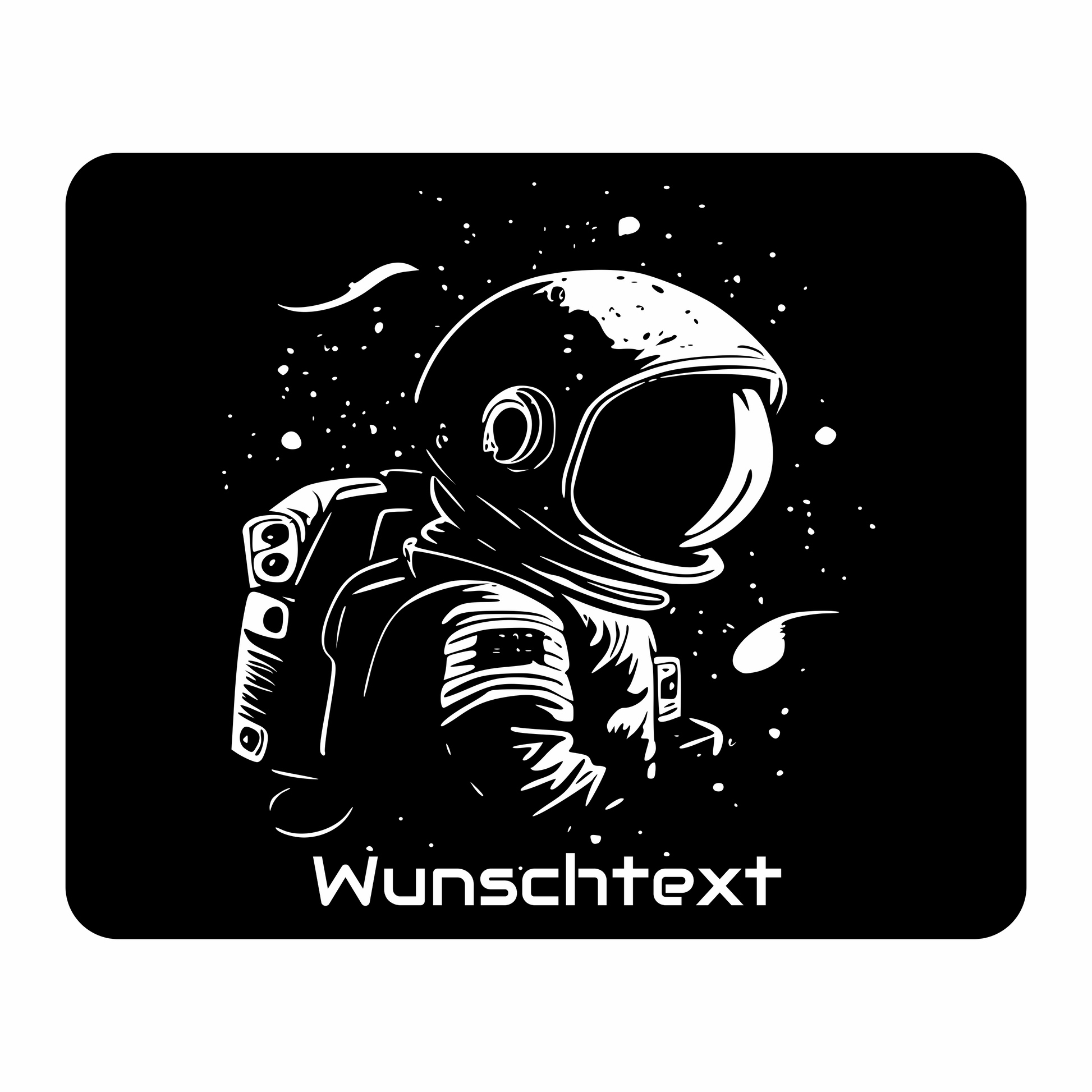 Personalisiertes Mauspad Astronaut Silhouette mit Wunschtext, 22 x 18 cm, 5 mm stark