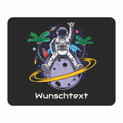 Personalisiertes Mauspad Astronaut Planet mit Wunschtext, 22 x 18 cm, 5 mm stark