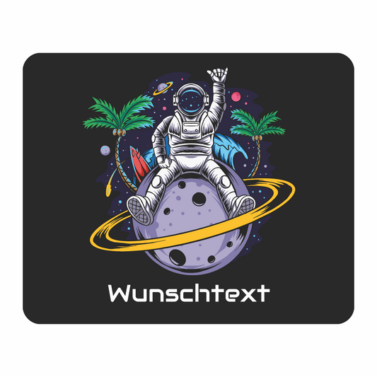 Mauspad Astronaut Planet personalisiert mit Wunschtext | 22 cm x 18 cm x 5 mm