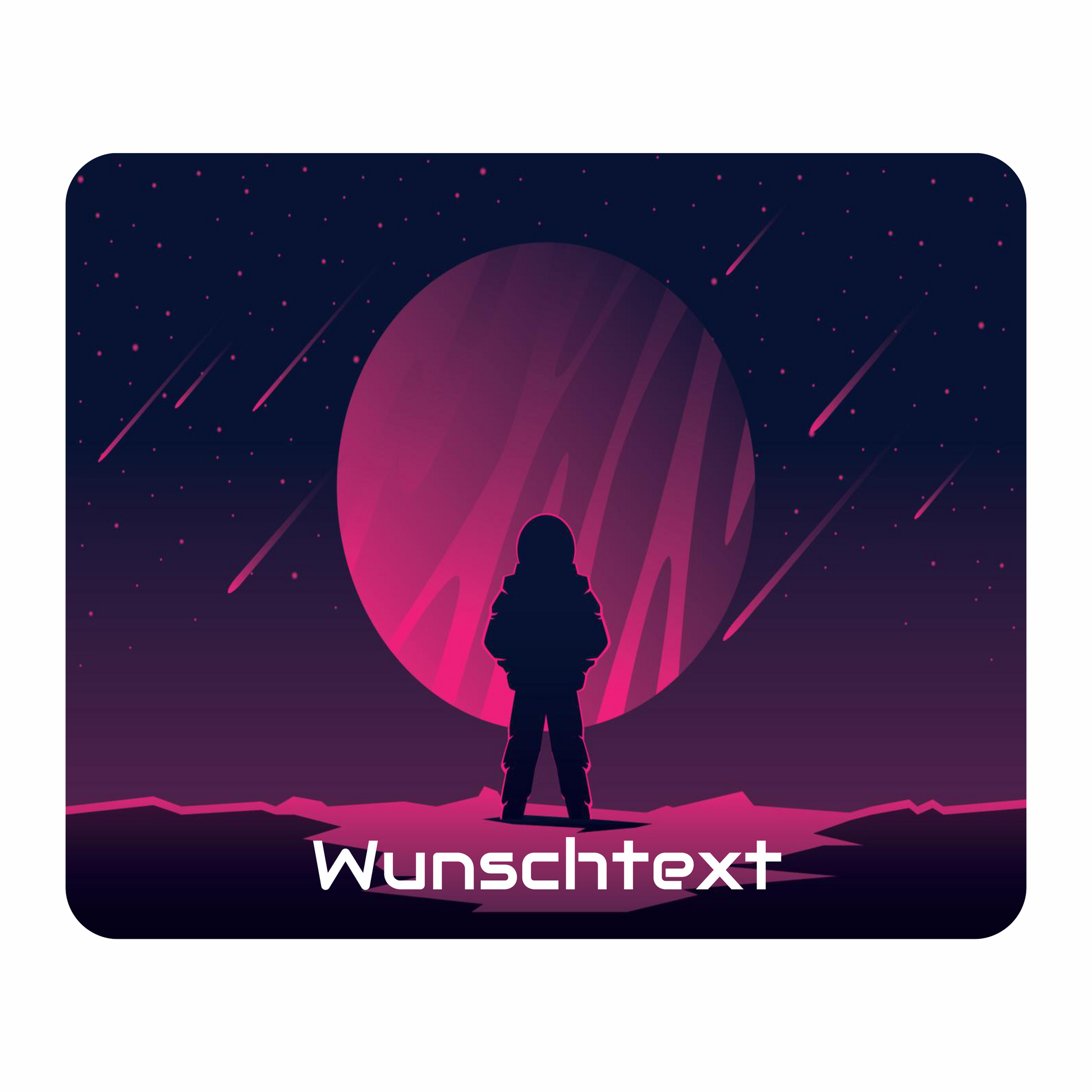 Personalisiertes Mauspad Astronaut stehend mit Wunschtext, 22 x 18 cm, 5 mm stark