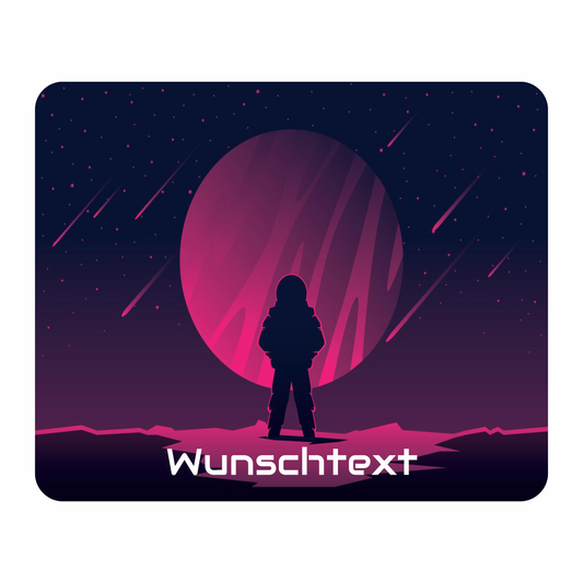 Mauspad Astronaut stehend personalisiert mit Wunschtext | 22 cm x 18 cm x 5 mm