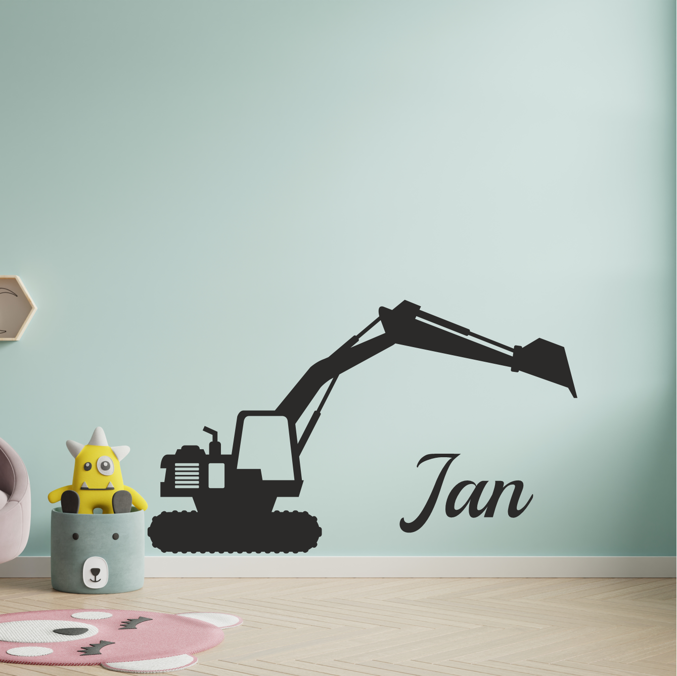 Wandtattoo Bagger mit Namen – personalisiert