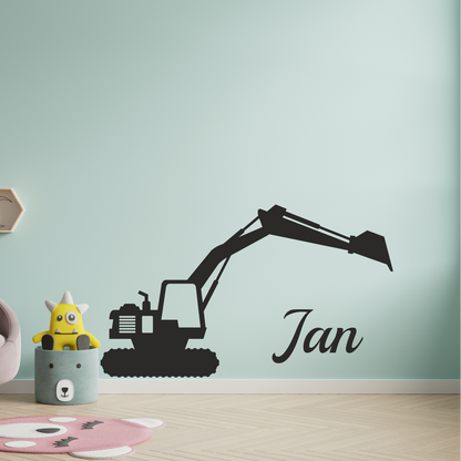 Wandtattoo Bagger mit Namen – personalisiert