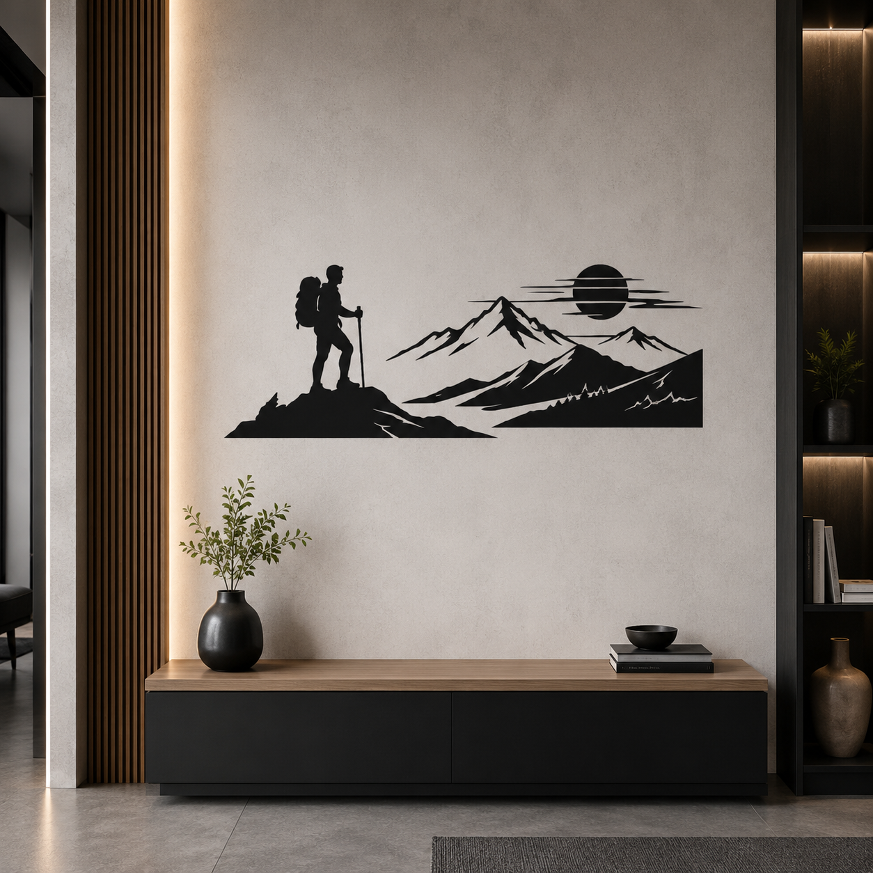 Wandtattoo Bergsteiger Motivansicht in Folienoptik