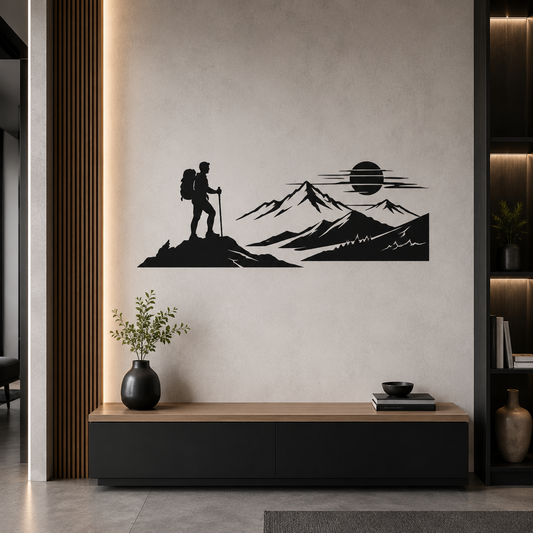 Wandtattoo Bergsteiger Motivansicht in Folienoptik