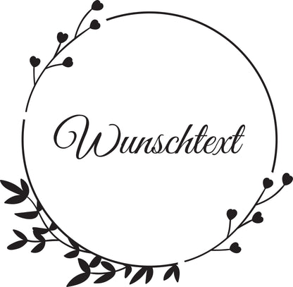 Wandtattoo Blumenkranz mit Wunschtext – personalisiert