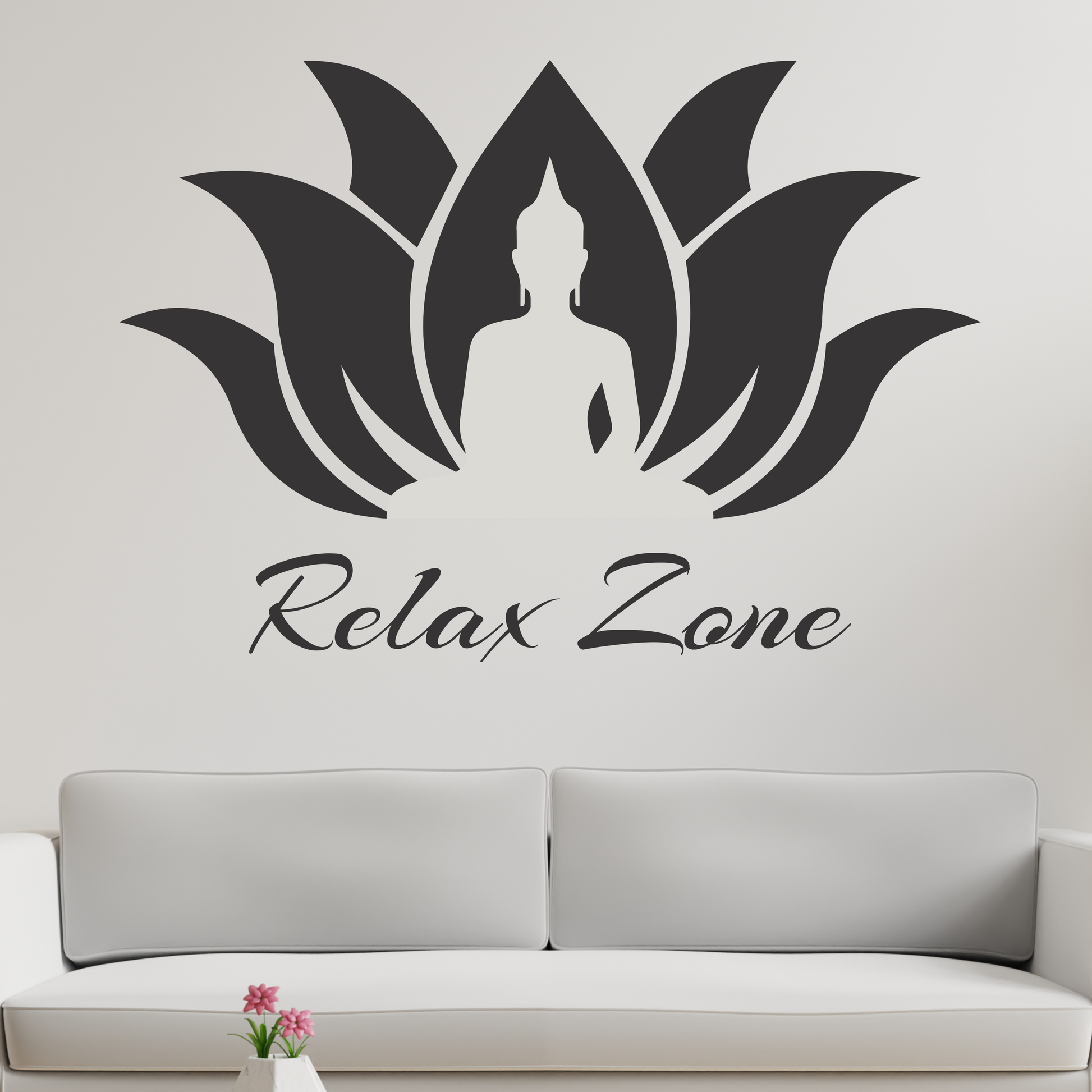 Wandtattoo Buddha mit Lotusblume Motivansicht in Folienoptik