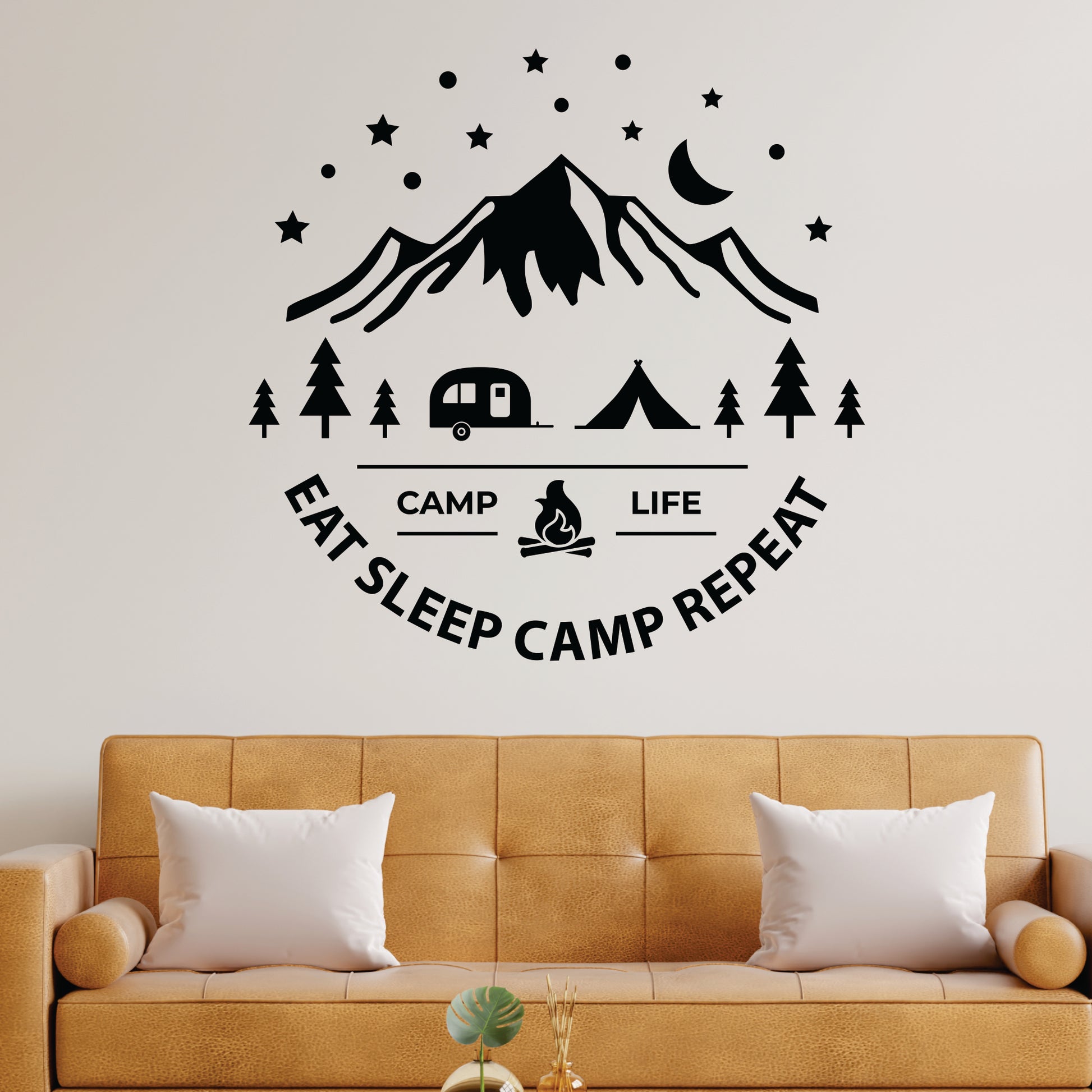 Wandtattoo Camping als Wanddeko im Wohnraum