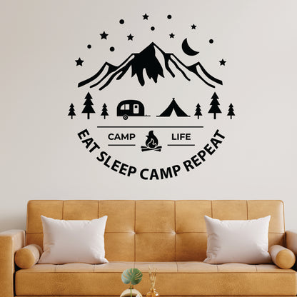 Wandtattoo Camping als Wanddeko im Wohnraum