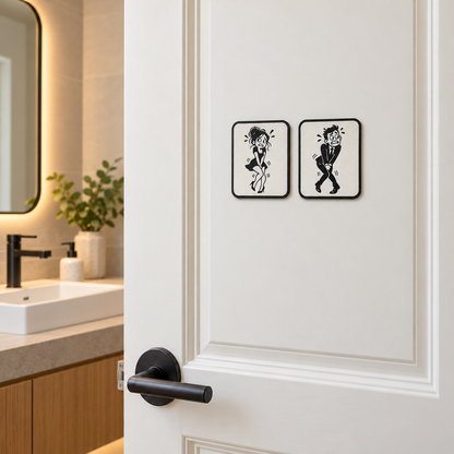 3D WC Türschild lustig – witzige Toiletten-Piktogramme – Produktansicht
