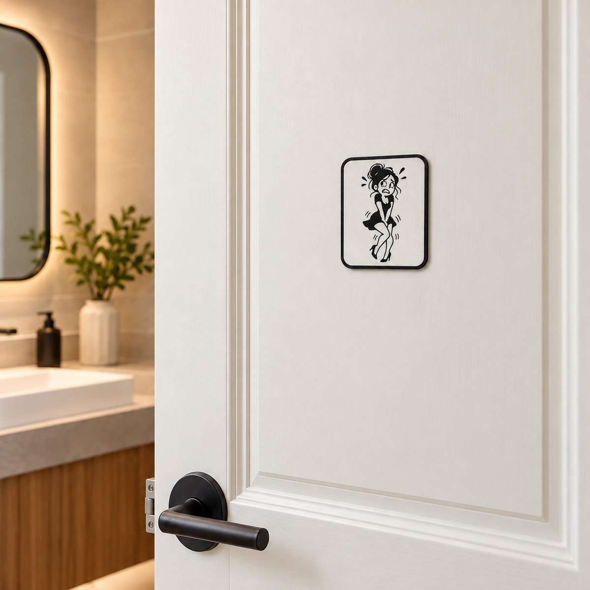 3D WC Türschild lustig – witzige Toiletten-Piktogramme – Produktansicht
