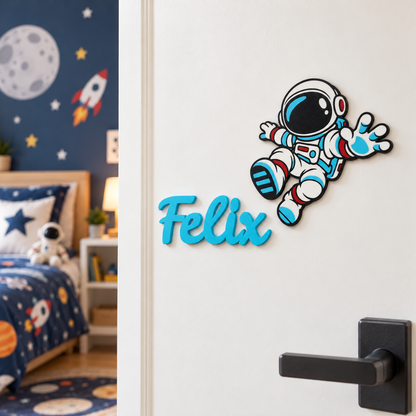 Personalisiertes 3D Türschild Astronaut mit Namen – Produktansicht