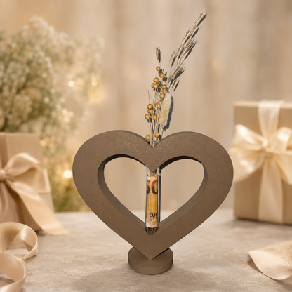 3D Herzvase mit Reagenzglas zum Aufstellen – Produktansicht