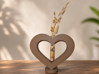 3D Herzvase mit Reagenzglas zum Aufstellen – Produktansicht
