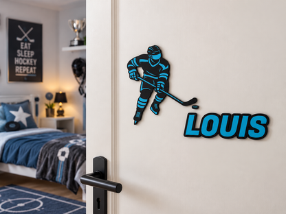 Personalisiertes 3D Türschild Eishockeyspieler mit Namen