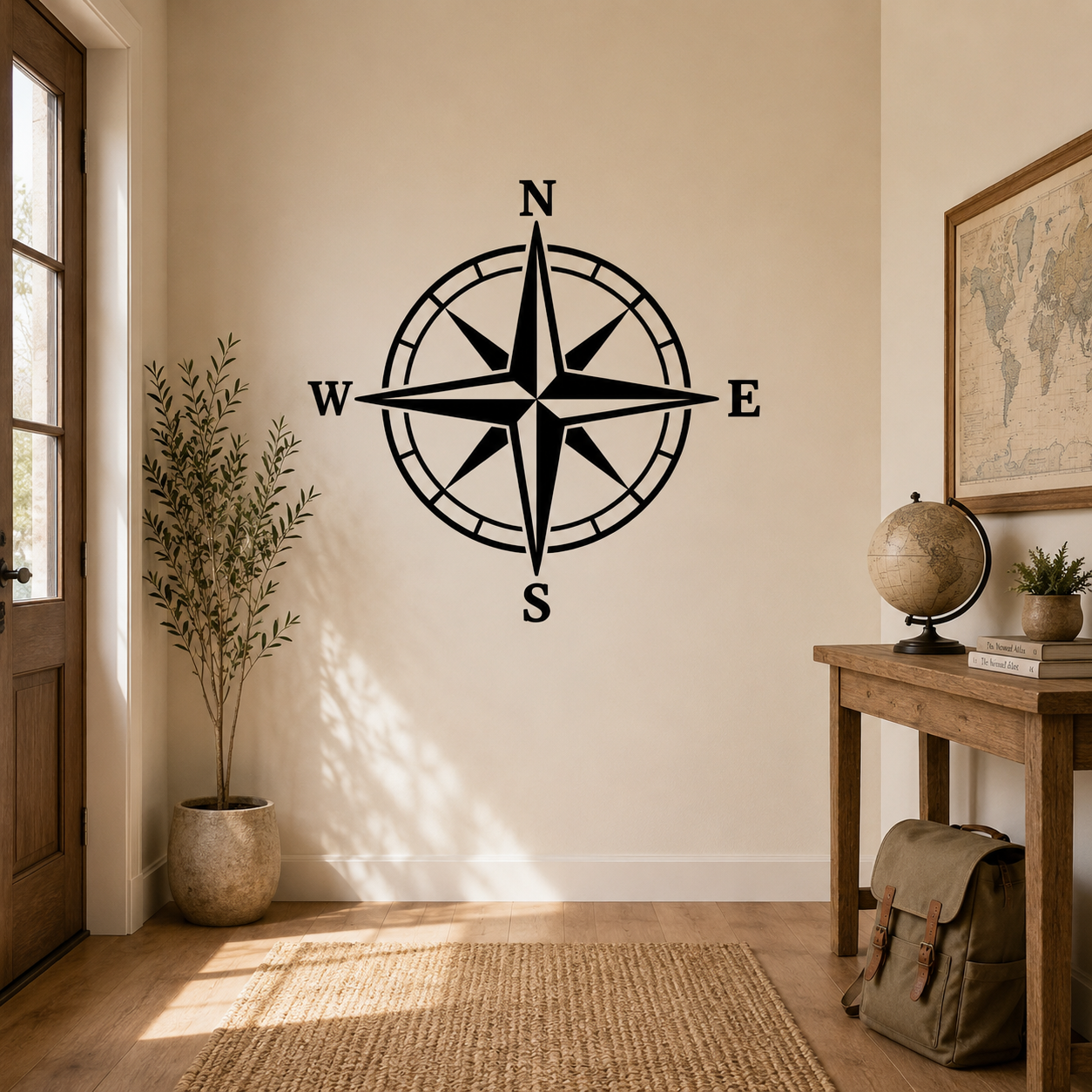 Wandtattoo Kompass Motivansicht in Folienoptik