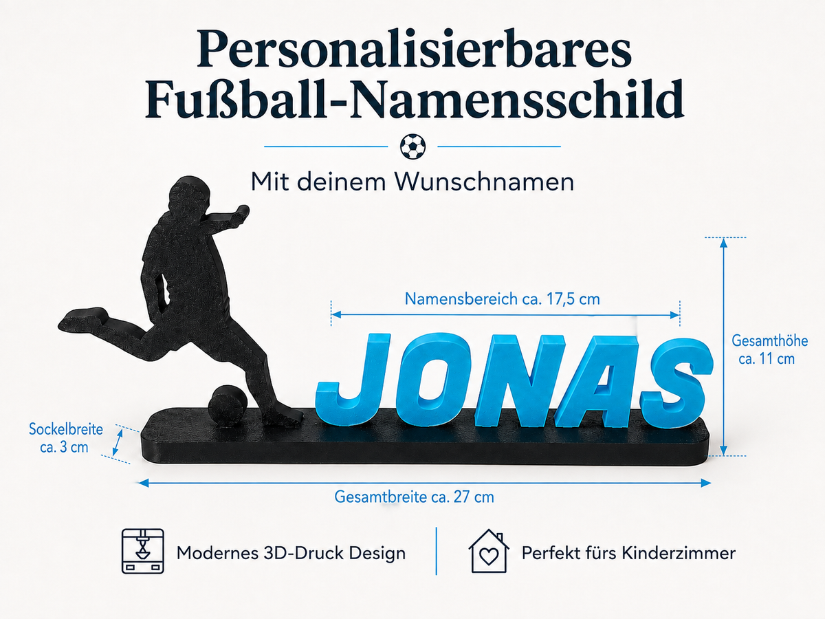 Personalisierter 3D Aufsteller Fußballer mit Namen – Produktansicht