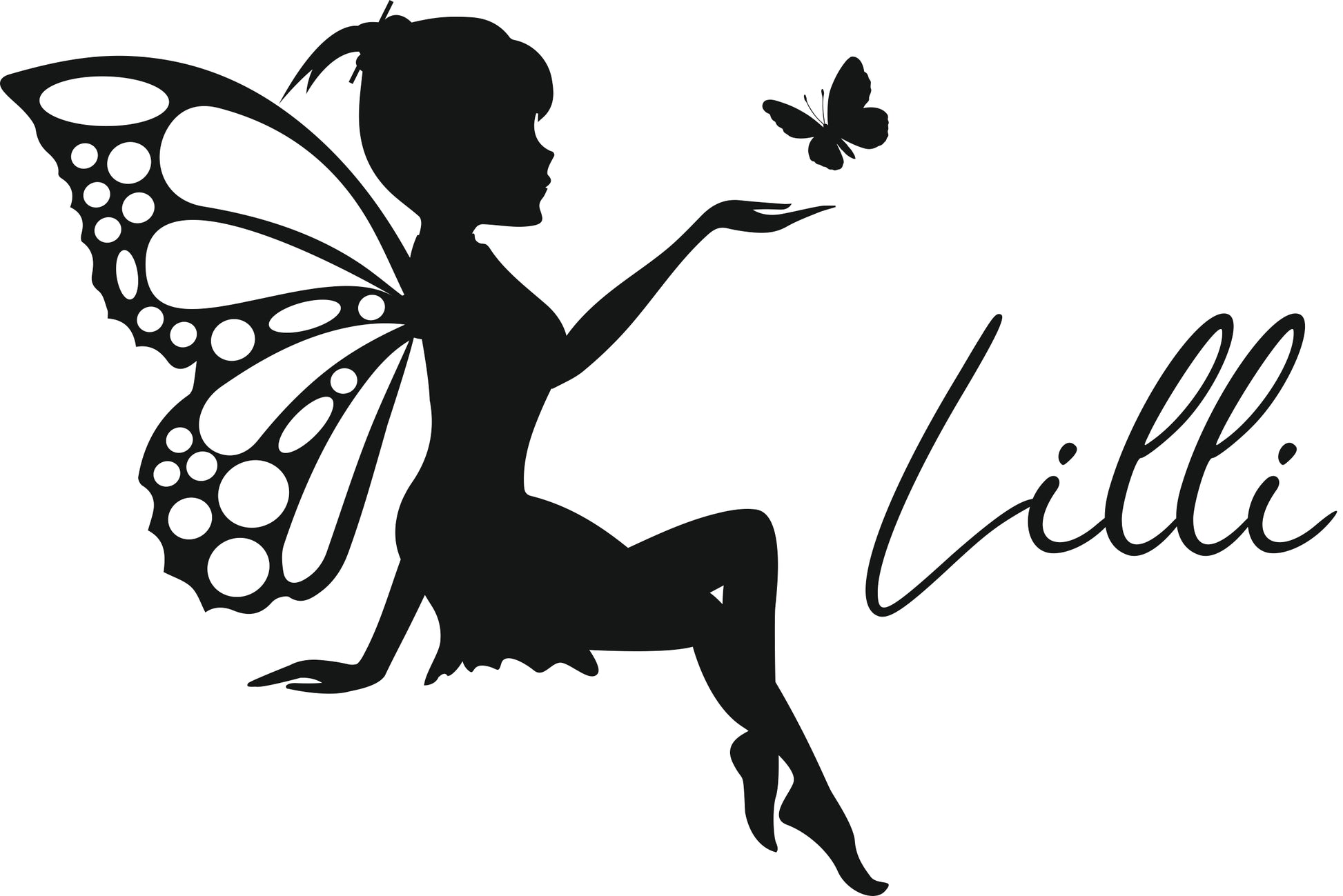 Wandtattoo Fee mit Schmetterling und Namen