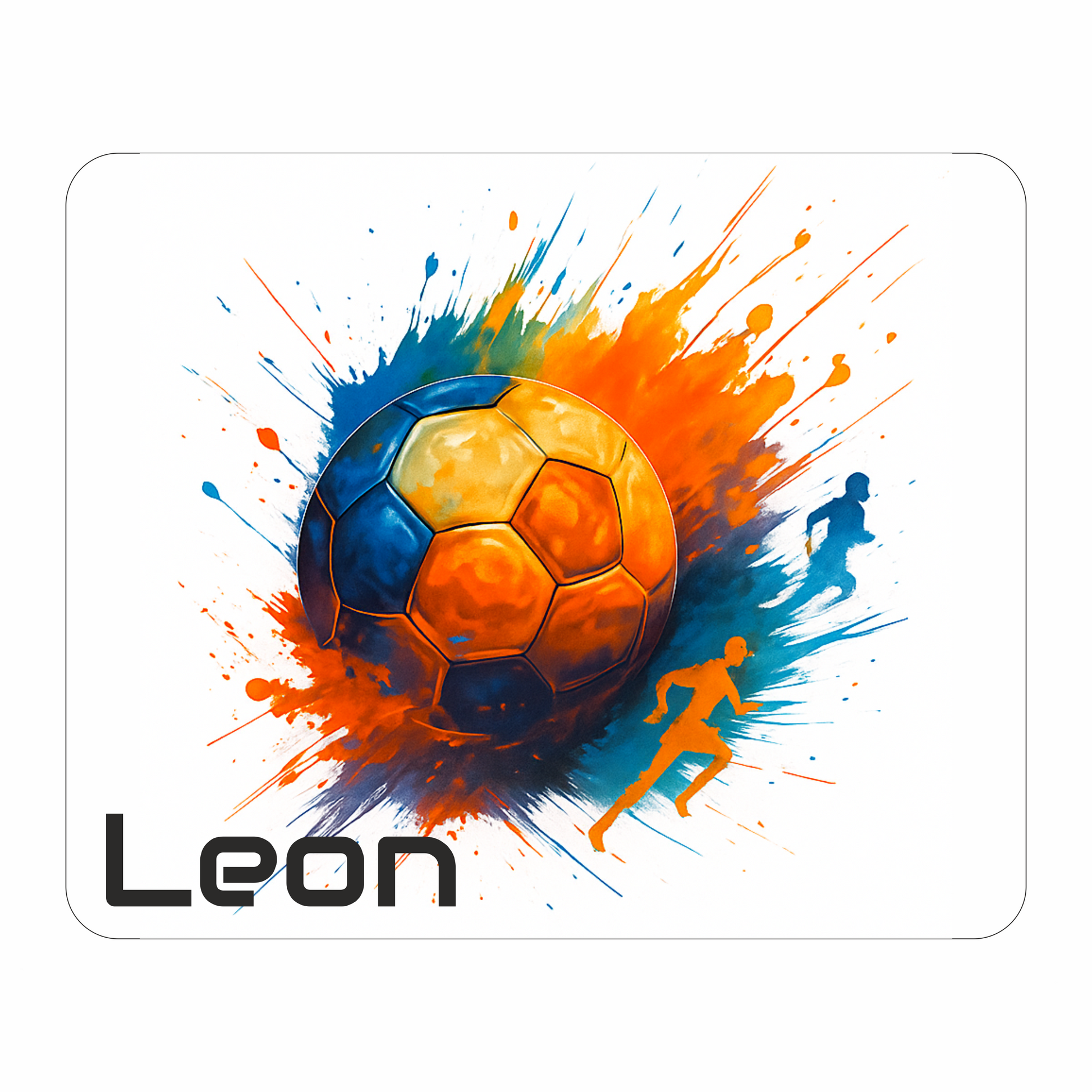 Personalisiertes Mauspad Fußball Farbexplosion mit Wunschtext, 22 x 18 cm, 5 mm stark