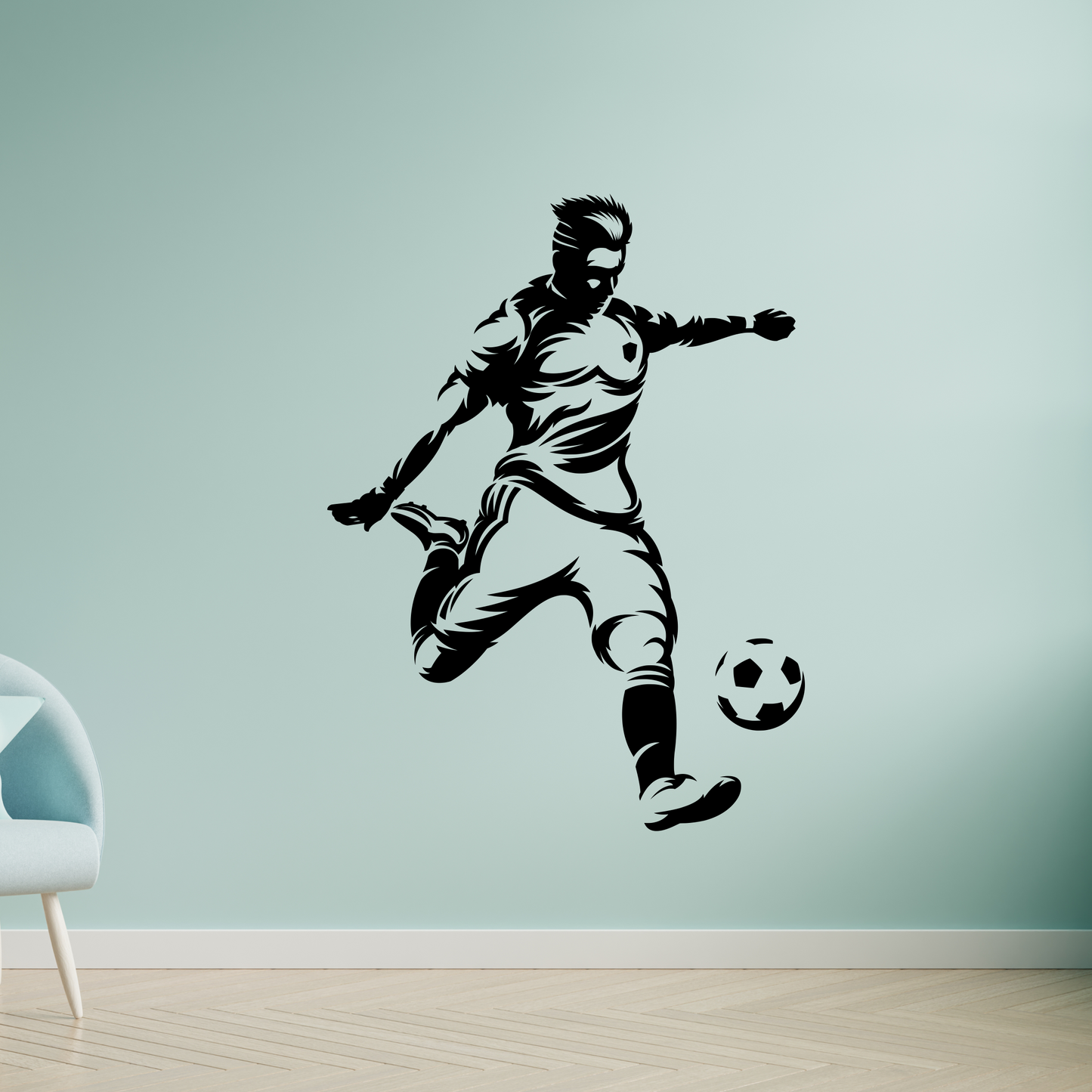 Wandtattoo Fußballspieler dynamisch Motivansicht in Folienoptik