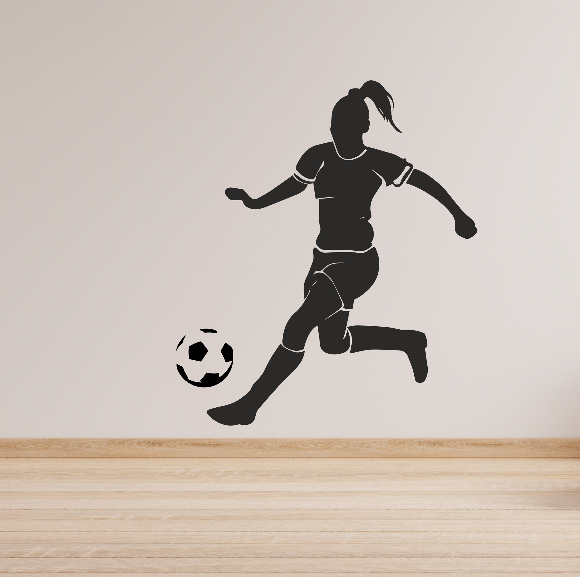 Wandtattoo Fußballspielerin Motivansicht in Folienoptik