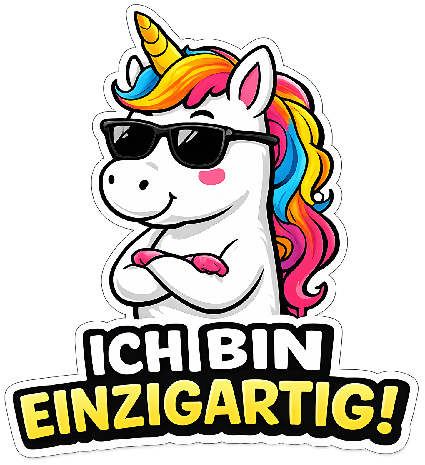 DTF Druckmotiv für Kinderwarnweste Einhorn „Ich bin einzigartig“