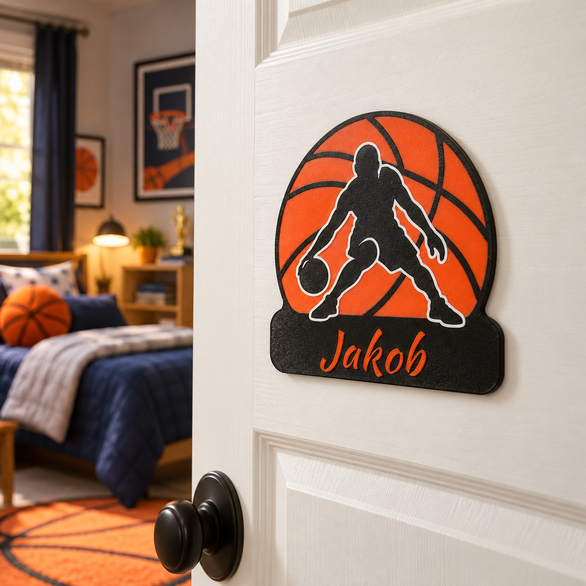 Personalisiertes 3D Türschild Basketballer mit Namen – Produktansicht