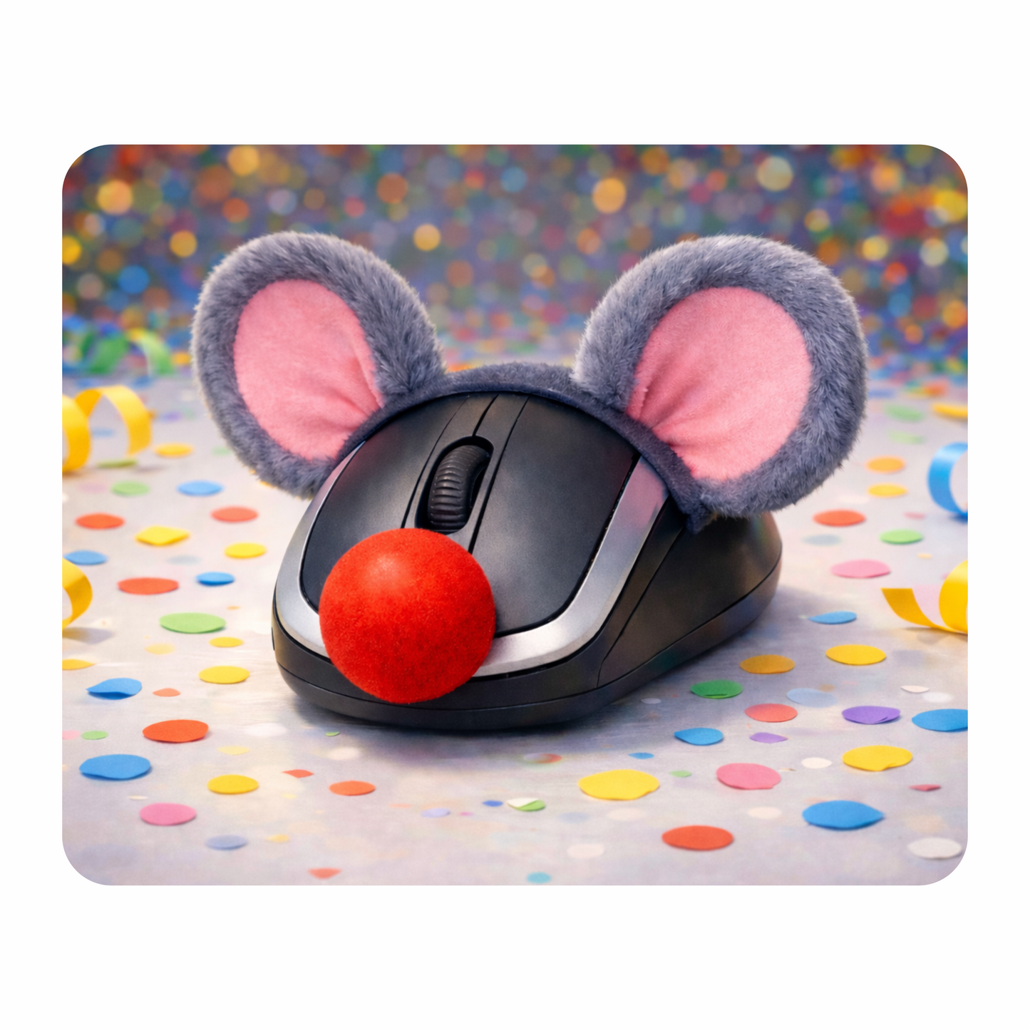 Personalisiertes Mauspad Karneval Maus mit Wunschtext, 22 x 18 cm, 5 mm stark
