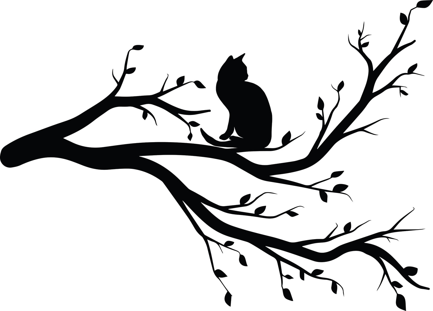 Wandtattoo Katze auf dem Ast als Wanddeko im Wohnraum