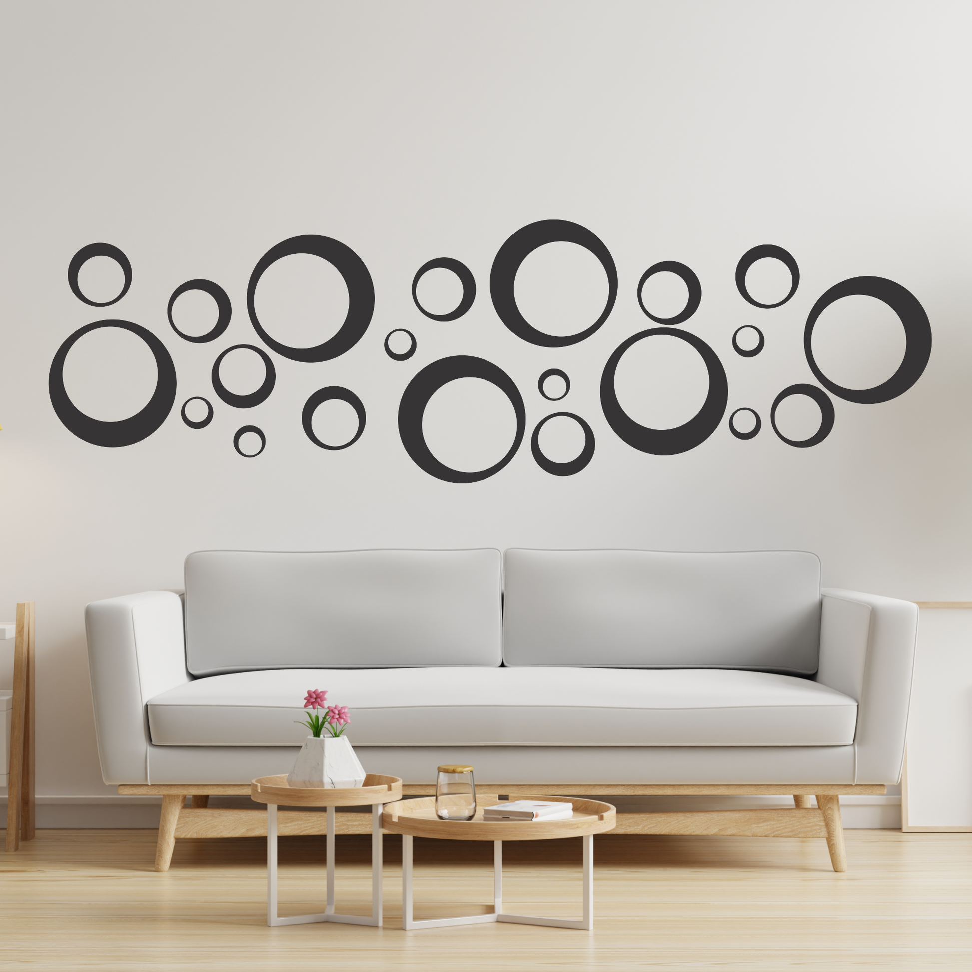 Wandtattoo Kreise Motivansicht in Folienoptik