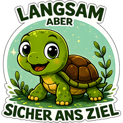 Kinderwarnweste Schildkröte „Langsam, aber sicher ans Ziel“ – Sicherheitsweste mit Motivdruck