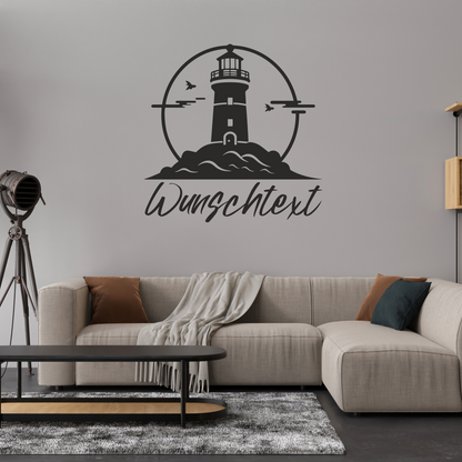 Wandtattoo Leuchtturm mit Wunschtext – personalisiert