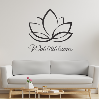 Wandtattoo Wohlfühlzone Lotusblume Motivansicht in Folienoptik