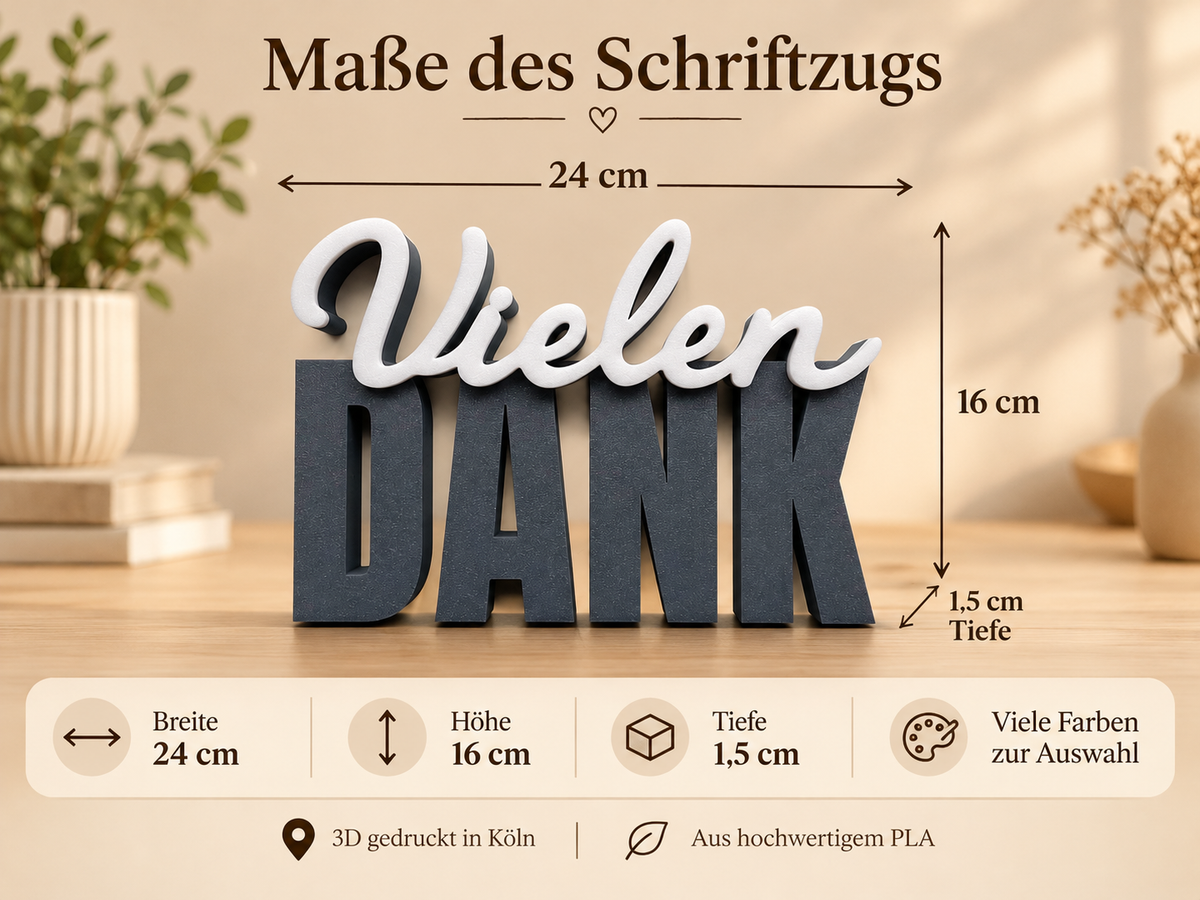 3D Schriftzug Vielen Dank zum Aufstellen