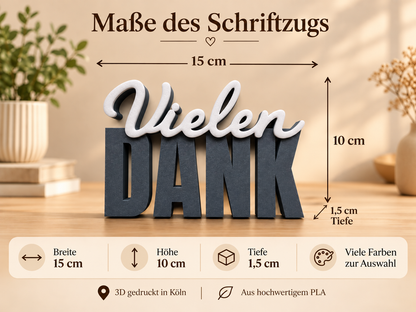 3D Schriftzug Vielen Dank zum Aufstellen