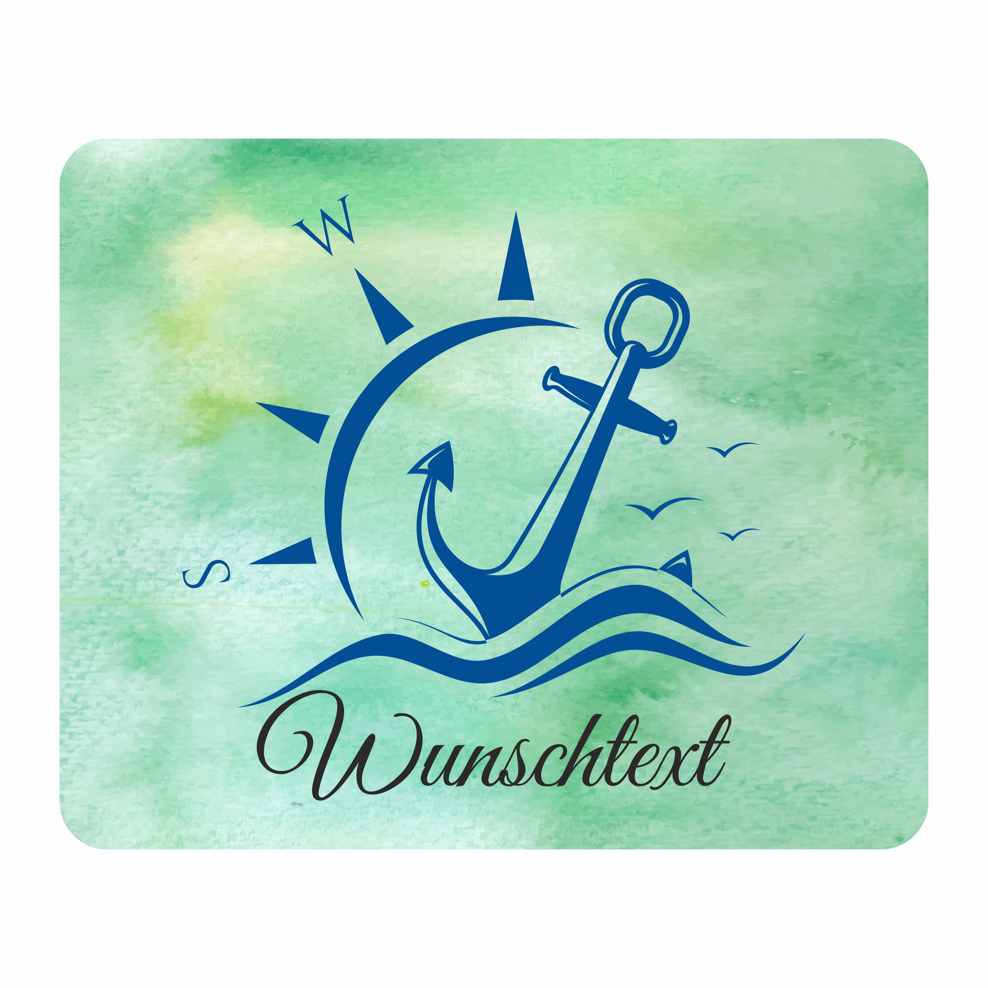 Personalisiertes Mauspad Anker mit Wunschtext, 22 x 18 cm, 5 mm stark
