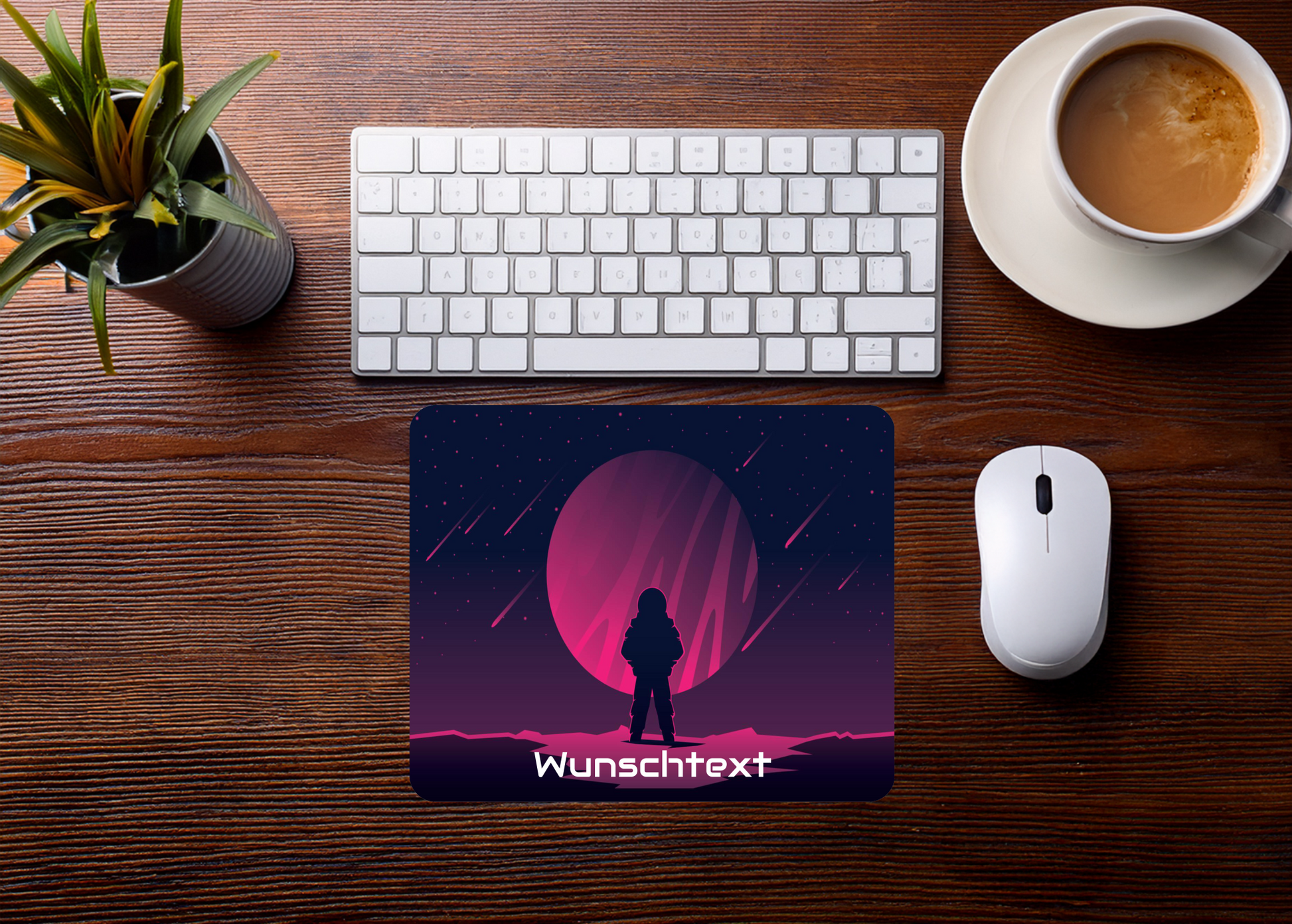 Mauspad Astronaut stehend personalisierbar mit Name oder Wunschtext – Produktbild 2