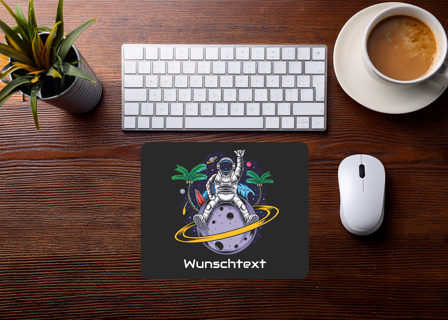 Mauspad Astronaut Planet personalisierbar mit Name oder Wunschtext – Produktbild 2