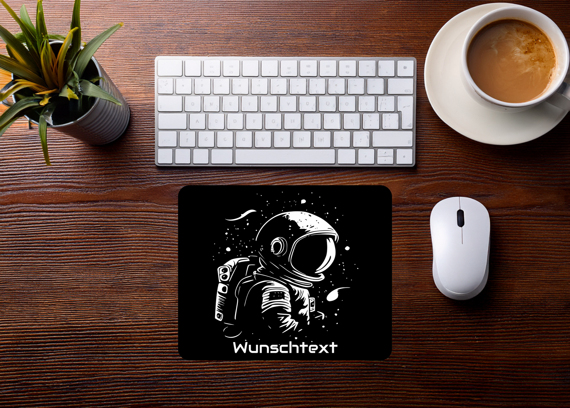 Mauspad Astronaut Silhouette personalisierbar mit Name oder Wunschtext – Produktbild 2