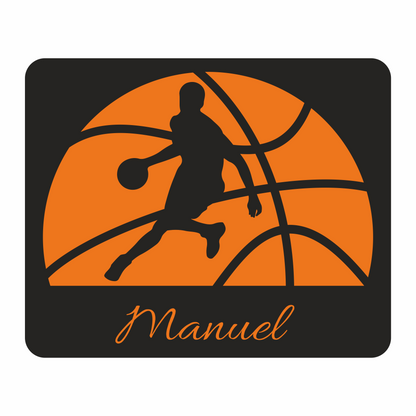 Mauspad Basketballspieler personalisiert mit Wunschtext | 22 cm x 18 cm x 5 mm