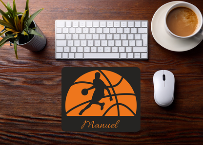 Mauspad Basketballspieler personalisiert mit Wunschtext | 22 cm x 18 cm x 5 mm