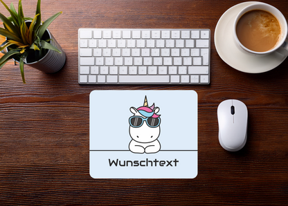 Mauspad Einhorn Cool personalisierbar mit Name oder Wunschtext – Produktbild 2