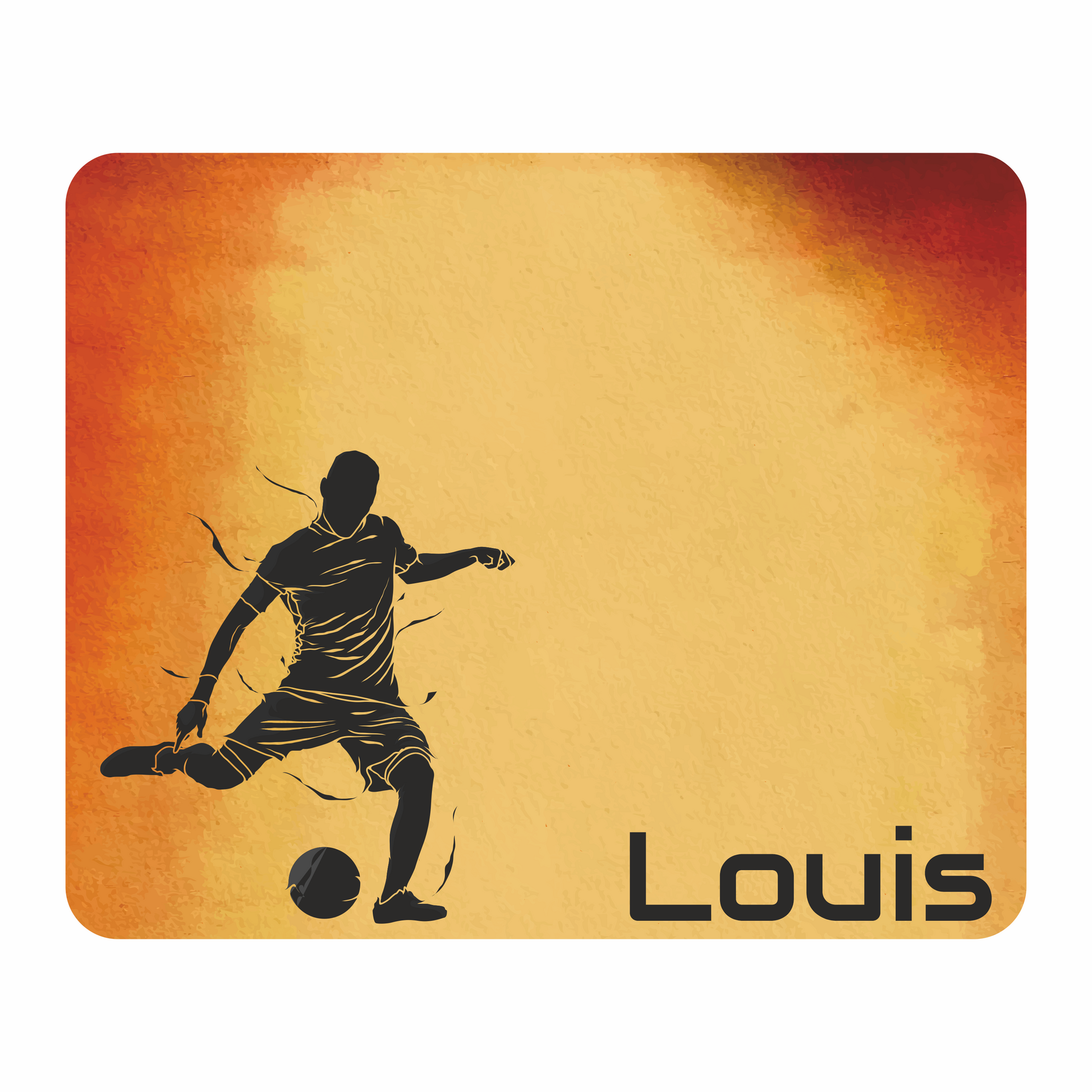 Personalisiertes Mauspad Fußballer Silhouette mit Wunschtext, 22 x 18 cm, 5 mm stark