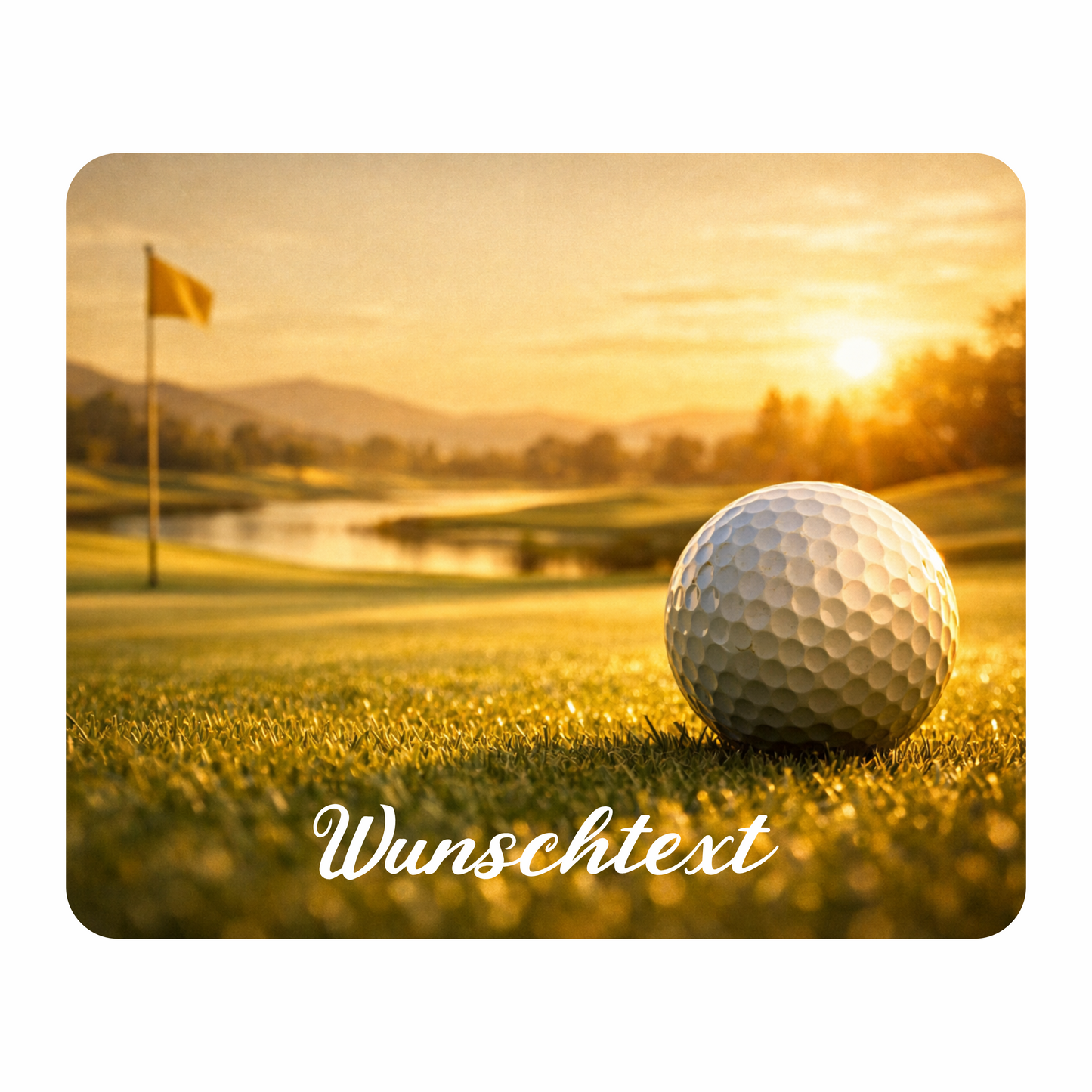 Mauspad Golf Sonnenuntergang personalisiert mit Wunschtext | 22 cm x 18 cm x 5 mm