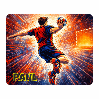 Personalisiertes Mauspad Handballer Wurf mit Wunschtext, 22 x 18 cm, 5 mm stark